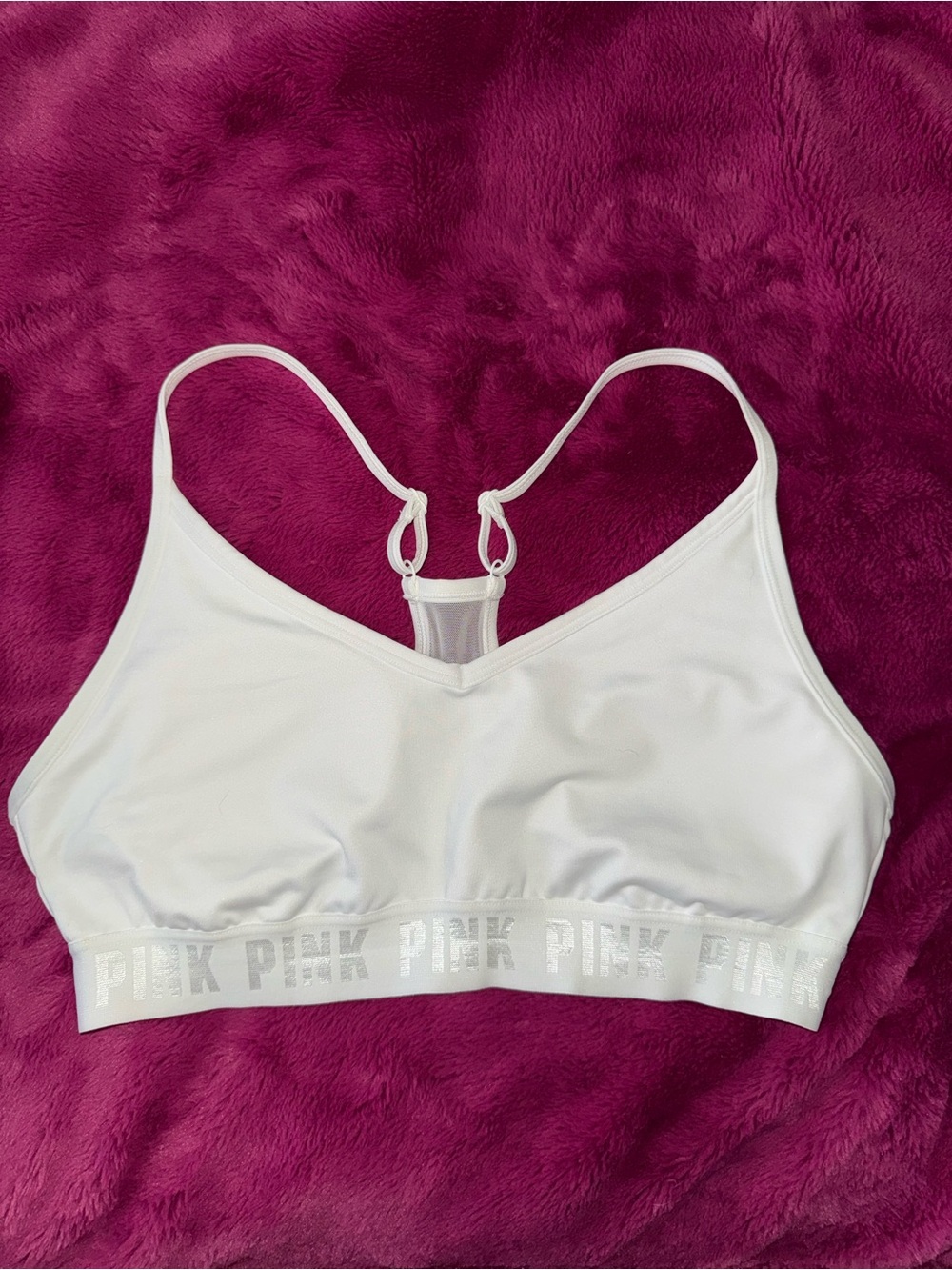 PINK Victoria's Secret White Racerback Bralette